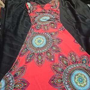 Enfocus Studio Coral Boho Medallion Flare Dress Size 4